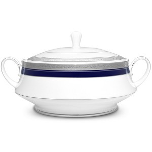 Noritake Crestwood Cobalt Platinum Covered Vegetable Serving Bowl - 1 of 2