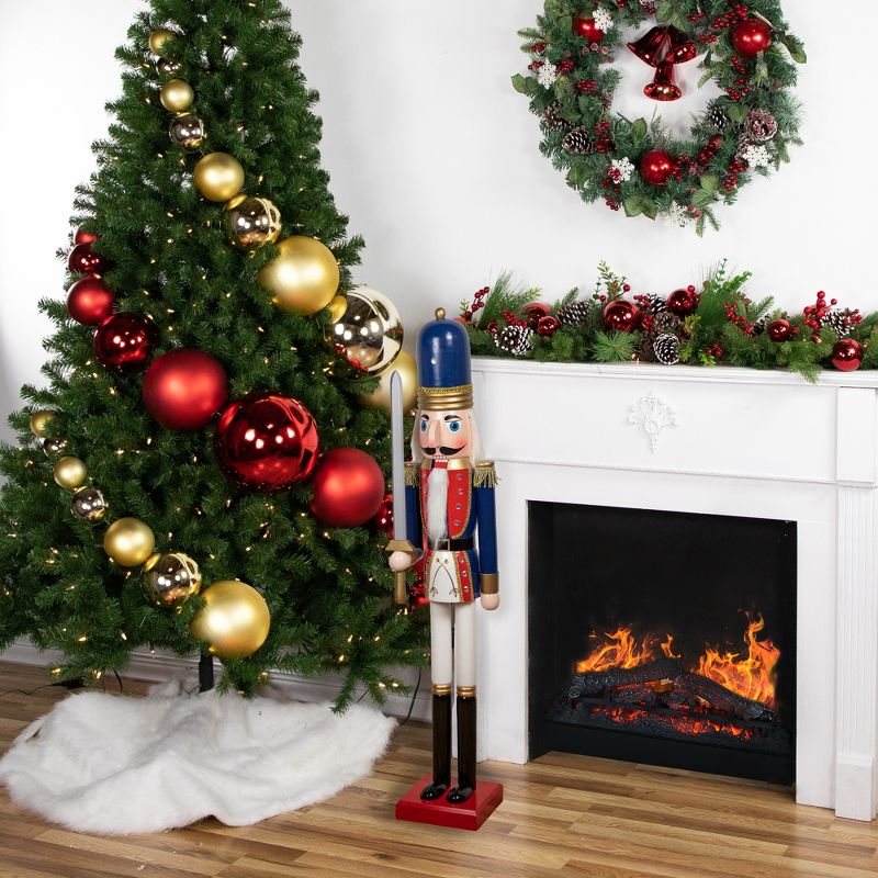 Northlight 48.25" Blue and White Christmas Nutcracker Soldier with Sword, 2 of 6