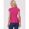 INSPIRE CHIC Women's Elegant Round Neck Cap Sleeve Solid Color Peplum Blouses - 4 of 4