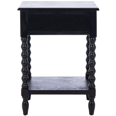 Athena Black Wood and Metal Accent Table with Storage