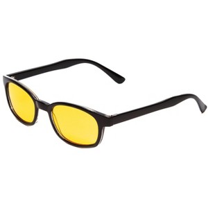 Calabria 1488 Night Driving Sunglasses Gloss Black/Yellow Tint EXTRA-LARGE WIDE - 1 of 3