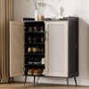Rattan Shoe Cabinet with Doors, 5-Tier Shoe Storage Organizer, Farmhouse Entryway Hallway Shoe Cabinet - 3 of 4