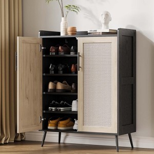 Whizmax 6-Tier Farmhouse Shoe Cabinet with Doors, 2 Adjustable Shelves & Metal Legs, Entryway Storage Organizer for Hallway/Living Room - 1 of 4