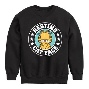 Boys' - Garfield - Resting Cat Face Graphic Long Sleeve Fleece Sweatshirt - 1 of 4