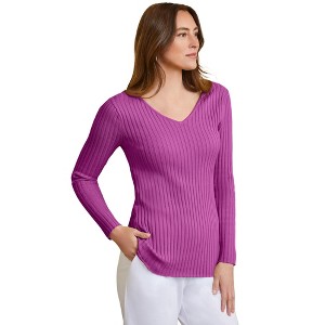 Jessica London V-Neck Ribbed Sweater - 1 of 4