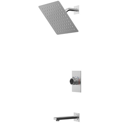 Brushed Nickel Wall Mounted Rain Shower Faucet Set with Handheld