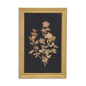 HomeRoots 21" X 14" Gold And Black Flower Bouquet Wood Framed Art - 1 of 4