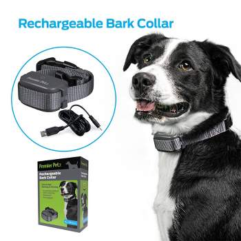 Premier Pet Rechargeable Bark Adjustable Collar - Black