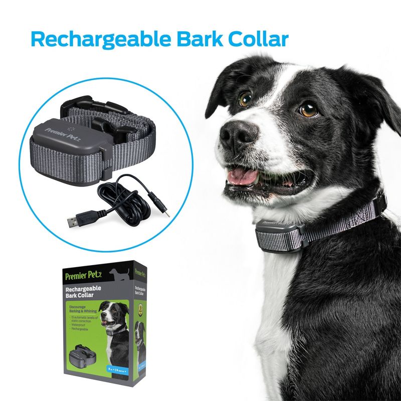 Premier Pet Rechargeable Bark Adjustable Collar - Black, 1 of 12