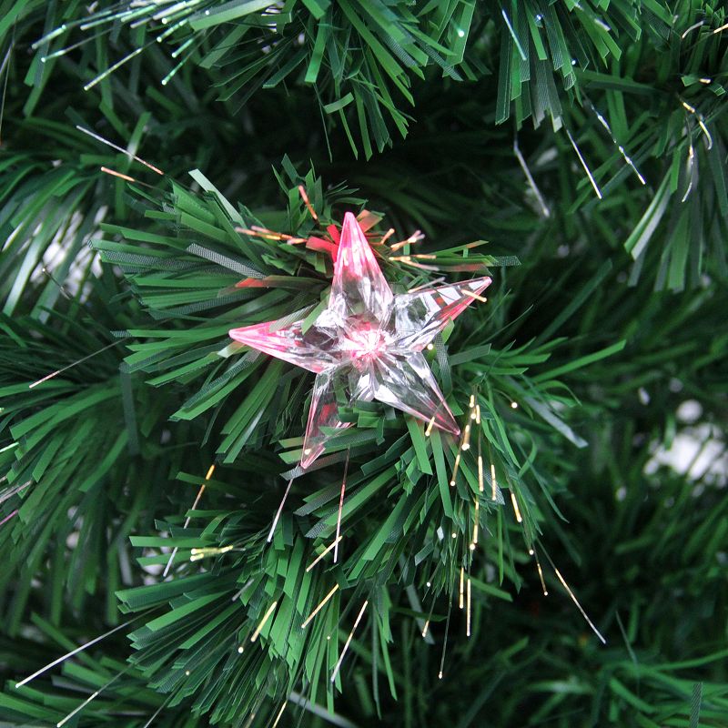 Northlight 3' Prelit Artificial Christmas Tree Color Changing Fiber Optic with Stars, 3 of 4
