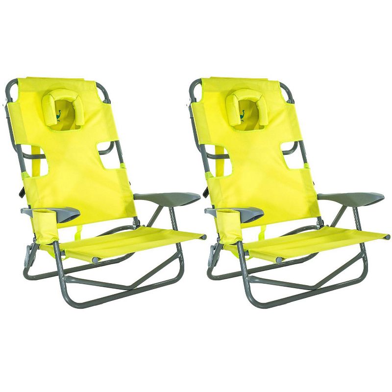 Ostrich On-Your-Back Outdoor Lounge 5 Position Reclining Beach Chair (2 Pack), 1 of 8
