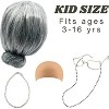 4E's Novelty Old Lady Costume for Kids - 5 Pc Set: Gray Wig, Glasses with Chain, Wig Cap, Necklace - 100th Day of School - 2 of 4