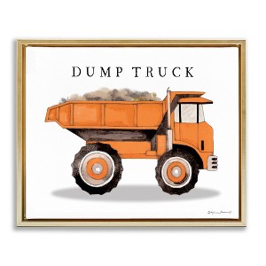Stupell Industries Orange Dump Truck Construction Floating Frame Canvas Art, Gold, 31" x 25" - 1 of 4