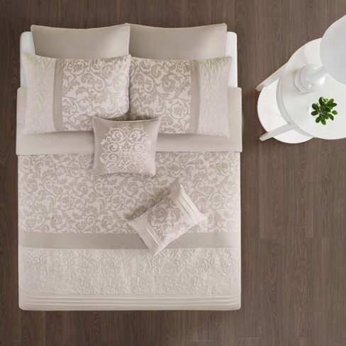 8pc Queen Casey Embroidered Comforter Set Neutral - 510 Design : Target