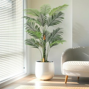6 Ft Tall Faux Areca Palm Plants In Pot, with Lifelike Leaves and Detachable Trunks, for Home Office Garden Hotel Decor - 1 of 4