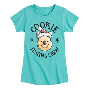 Girls' - Winnie the Pooh - Christmas Cookie Testing Crew Fitted Short Sleeve Graphic T-Shirt - 1 of 4