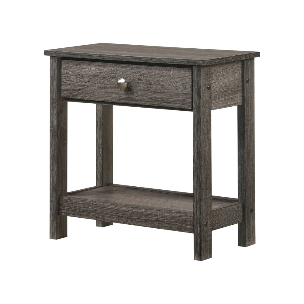 Photos - Bedroom Set Nightstand with a Drawer and Wooden Grain Details Gray - Benzara