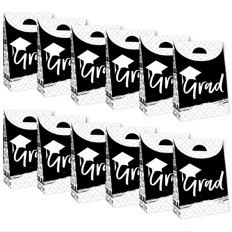 Big Dot of Happiness Black and White Grad Best is Yet to Come Graduation Gift Favor Bags Party Goodie Boxes Set of 12, 5 of 9