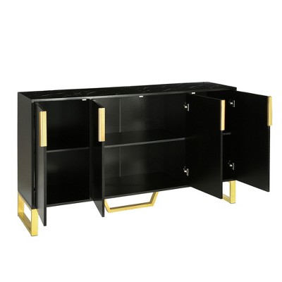 NicBex 60 Inch 4-Door Accent Storage Cabinet with Metal Handles and Adjustable Shelves for Living Room,Kitchen,Office,Hallway