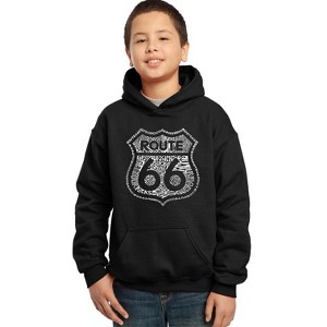 LA Pop Art Boy's Word Art Hooded Sweatshirt - Get Your Kicks on Route 66 - 1 of 4
