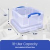 Really Useful Box 18 Liter Storage Container with Snap Lid and Clip Lock Handle for Lidded Home and Item Storage Bins, 8 Pack, Clear - image 3 of 4