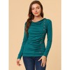 Allegra K Women's Cowl Neck Long Sleeves Buttons Decor Solid Ruched Top - 3 of 4