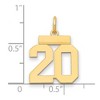 Black Bow Jewelry 14k Yellow Gold, Athletic Collection, Small Polished Number 20 Pendant - 2 of 3