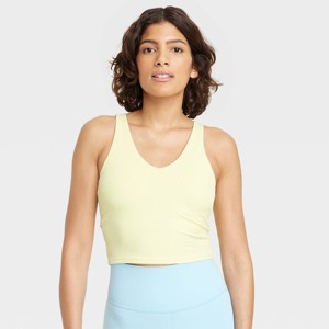 Women's Flex Light Support Rib V-Neck Crop Sports Bra - All In Motion™ - 1 of 4