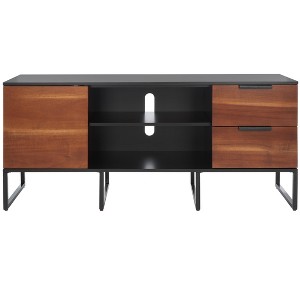 Vance 1 Door 2 Drawer 2 Shelf Media Stand - MED5008 - Black/Brown - Safavieh - 1 of 4