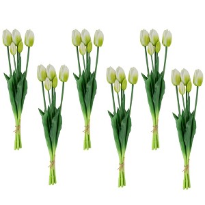 Northlight Real Touch™ White and Green Artificial Tulip Floral Bundles, Set of 6 - 18" - 1 of 4