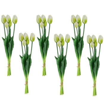 Northlight Real Touch™ White and Green Artificial Tulip Floral Bundles, Set of 6 - 18"