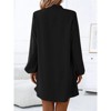 Coolmee Womens Button Down Shirt Dresses V Neck Pullover Shirt Dress Lantern Sleeve Loose Cauasal Tops Dress - 4 of 4