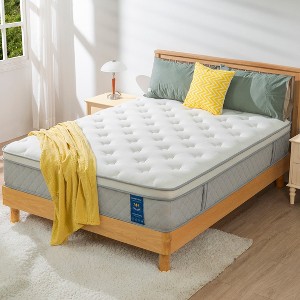 Aghana Digitals 12 Inch Hybrid Mattress with Pocket Coils & Cooling Tech, Motion Isolation, Medium - 1 of 4