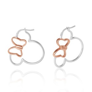 Minnie Mouse Outline Hoop Earrings in Silver & Rose Gold - 1 of 4