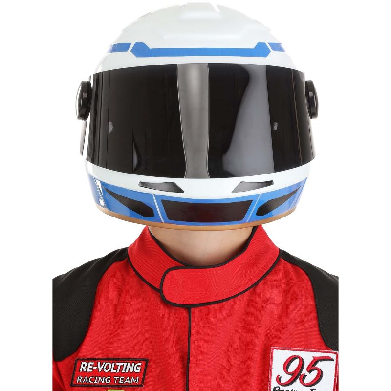 HalloweenCostumes.com   Kid's Race Car Driver Helmet, White/Blue/Gray, 5 of 10