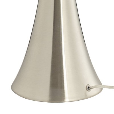 Rachel 28" Silver Metal Concave Column Table Lamps with White Drum Shades, Set of 2
