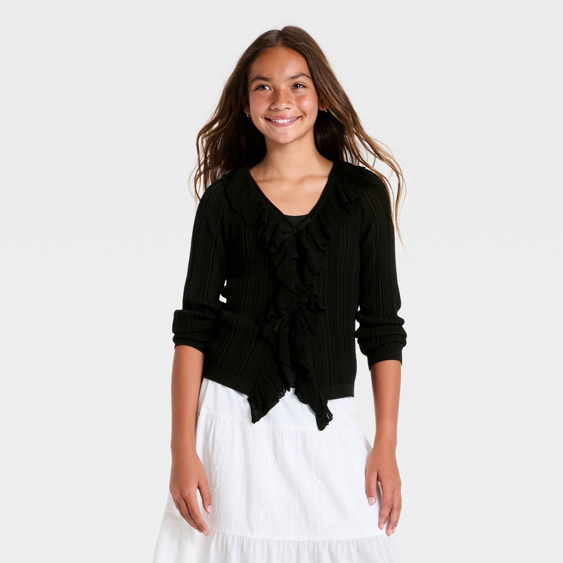 Girls' Ruffle Flyaway Cardigan - art class™