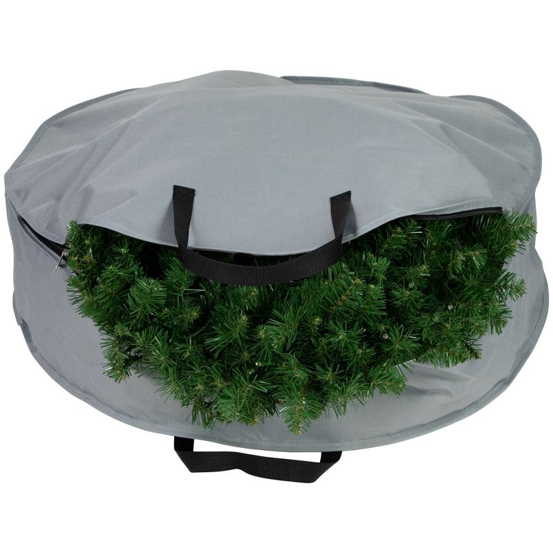 Northlight 30" Gray Multi-Seasonal Wreath Storage Bag, 4 of 7