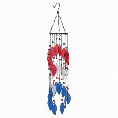 Transpac Glass 30 in. Red White and Blue 4th of July Patriotic Patriotic Wind Chime