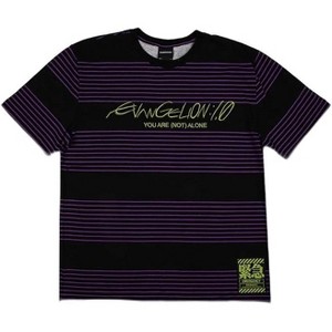 Evangelion You Are (Not) Alone Crew Neck Short Sleeve Striped T-shirt - 1 of 4