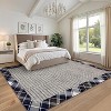 Washable Modern Bordered Plaid Rug Non Slip Low Pile Rug Soft Throw Floor Cover Foldable Indoor Carpet for Living Room Bedroom Playroom Nursery - 4 of 4