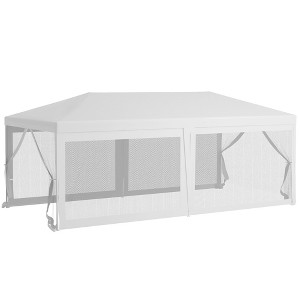 Party Tent Canopy, Outdoor Event Shelter Gazebo with 8 Removable Mesh Sidewalls, Zipper Doors, Steel Frame, for Weddings, Event, Backyard - 1 of 4