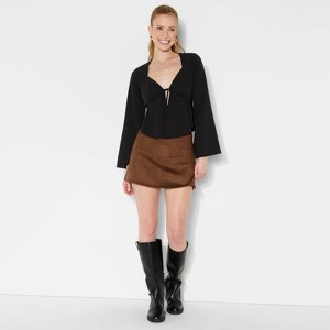 Women's Bell Long Sleeve Sweatheart Flyaway Blouse - Wild Fable™ - 1 of 3