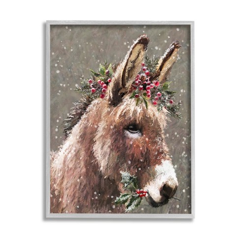 Stupell Industries Winter Donkey Snow Falling Framed Giclee Art - image 1 of 4