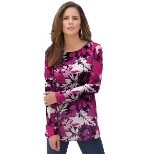 Roaman's Women's Plus Size Long Sleeve Crewneck Ultimate Tee - 1 of 4