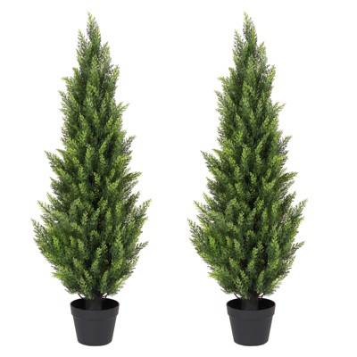 Rbied Green Composite Artificial Cedar Tree, Artificial Foliage/Topiary for Indoor and Outdoor ( 2-Piece )
