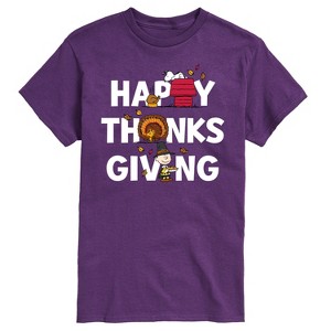 Men's - Peanuts - Happy Thanksgiving Icons Short Sleeve Graphic T-Shirt - 1 of 4