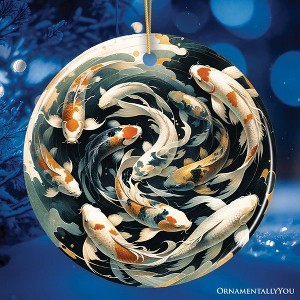 Koi Fish Contemporary Art Ceramic Ornament, Elegant Painting Decor And Souvenir| OrnamentallyYou - 1 of 4