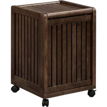 New Ridge Home Goods  NewRidge Home Solid Wood Abingdon Mobile (Rolling) Laundry Hamper with Lid