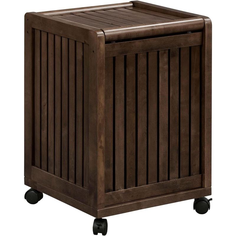 New Ridge Home Goods  NewRidge Home Solid Wood Abingdon Mobile (Rolling) Laundry Hamper with Lid, 1 of 2